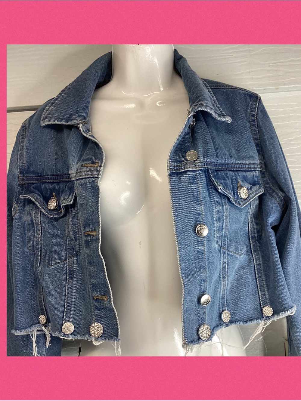 Streetwear Society Cropped Denim Jacket - Blue (rack)